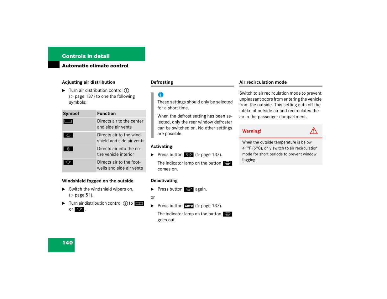 Mercedes-Benz 2005 ML 350 User Manual | Page 142 / 356