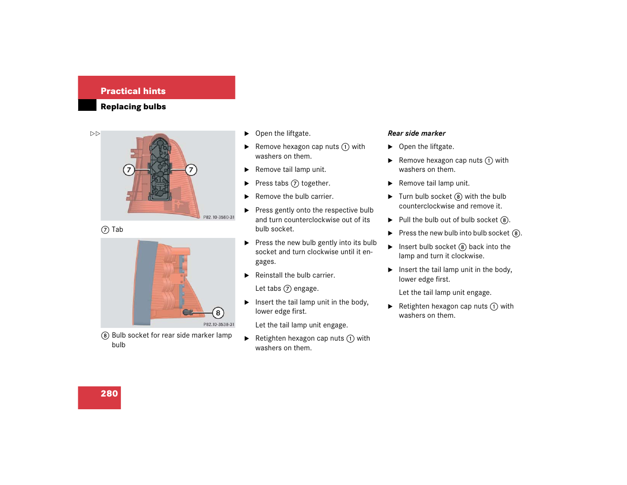 280 practical hints | Mercedes-Benz 2005 ML 350 User Manual | Page 282 / 356