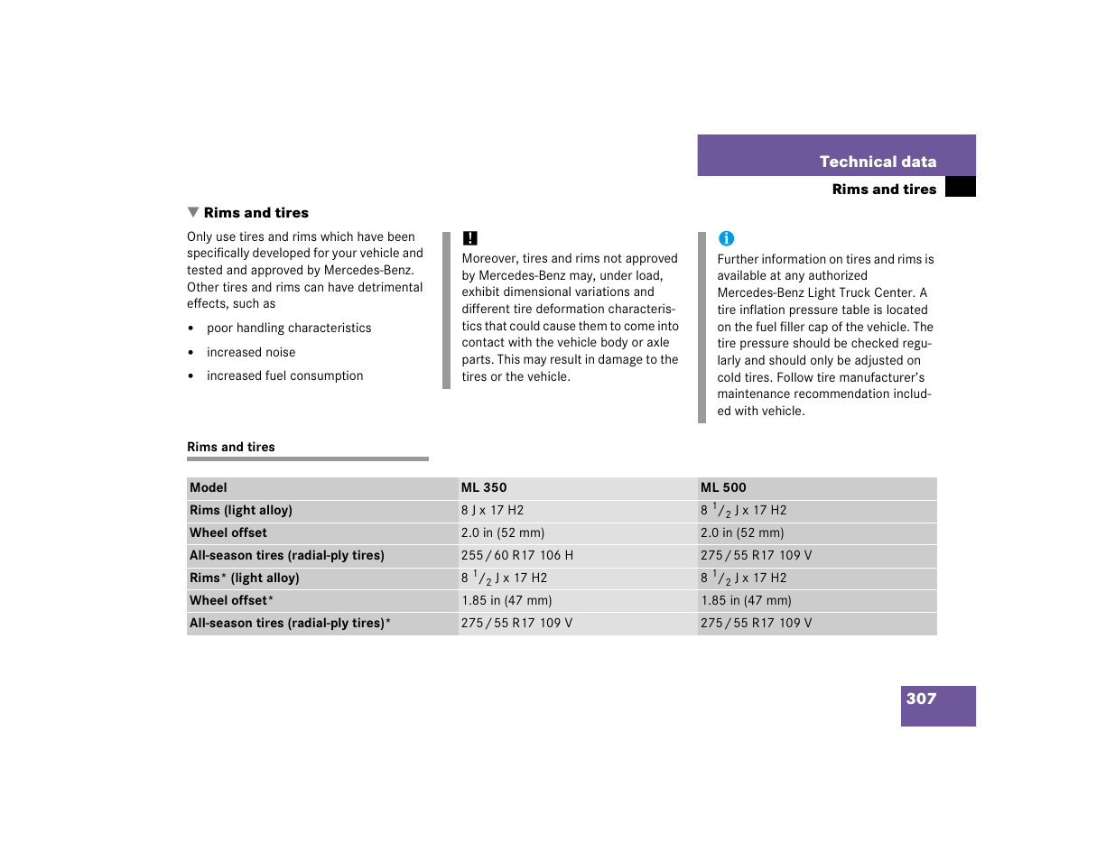 Mercedes-Benz 2005 ML 350 User Manual | Page 309 / 356