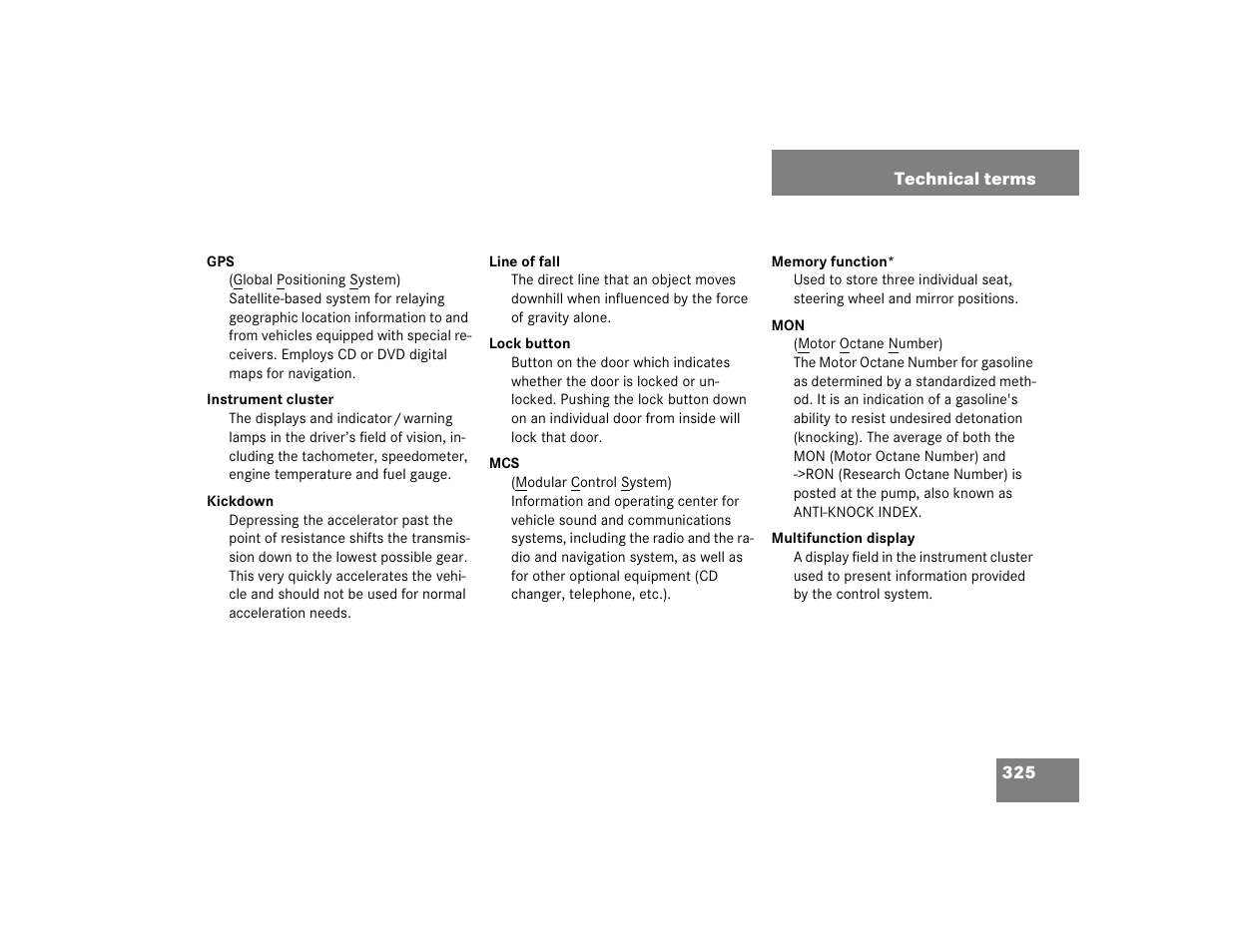 Mercedes-Benz 2005 ML 350 User Manual | Page 327 / 356