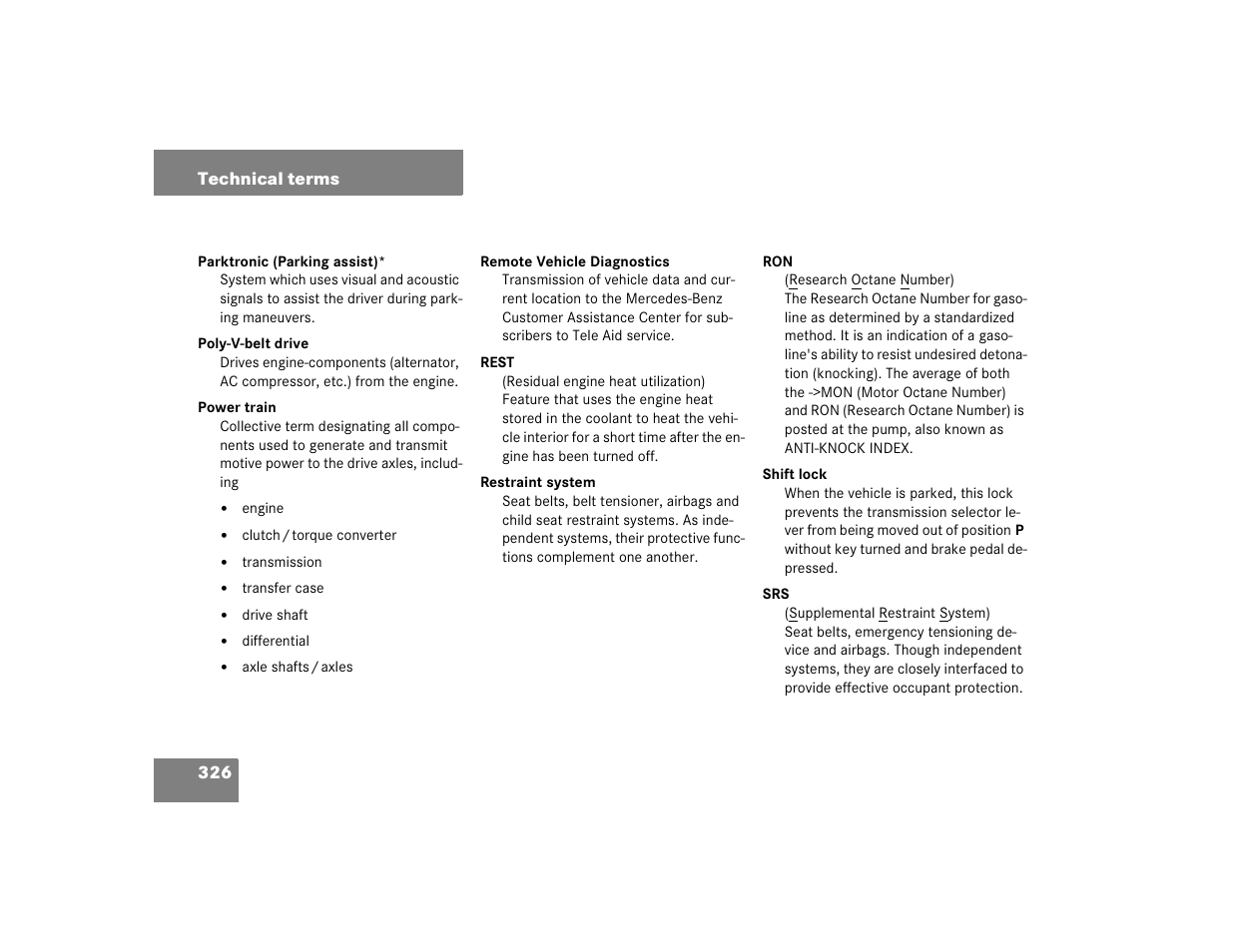 Mercedes-Benz 2005 ML 350 User Manual | Page 328 / 356