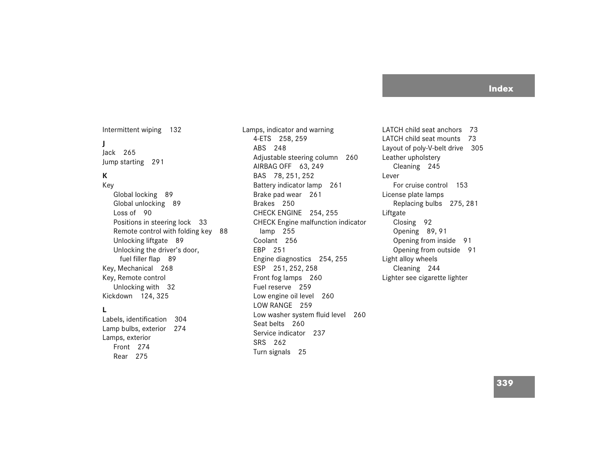Mercedes-Benz 2005 ML 350 User Manual | Page 341 / 356