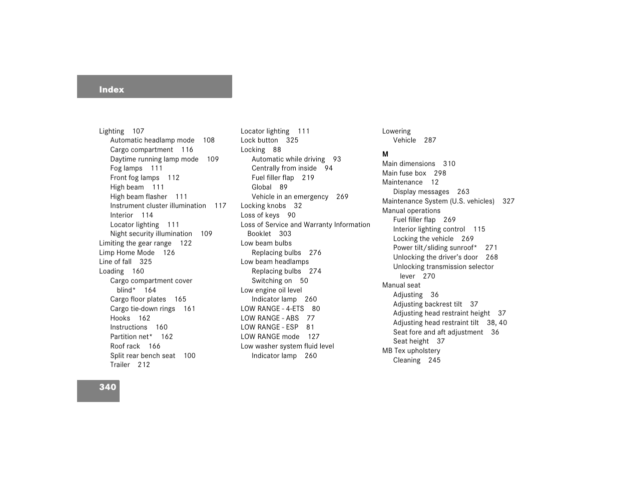 Mercedes-Benz 2005 ML 350 User Manual | Page 342 / 356