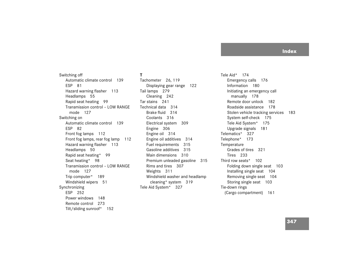 Mercedes-Benz 2005 ML 350 User Manual | Page 349 / 356