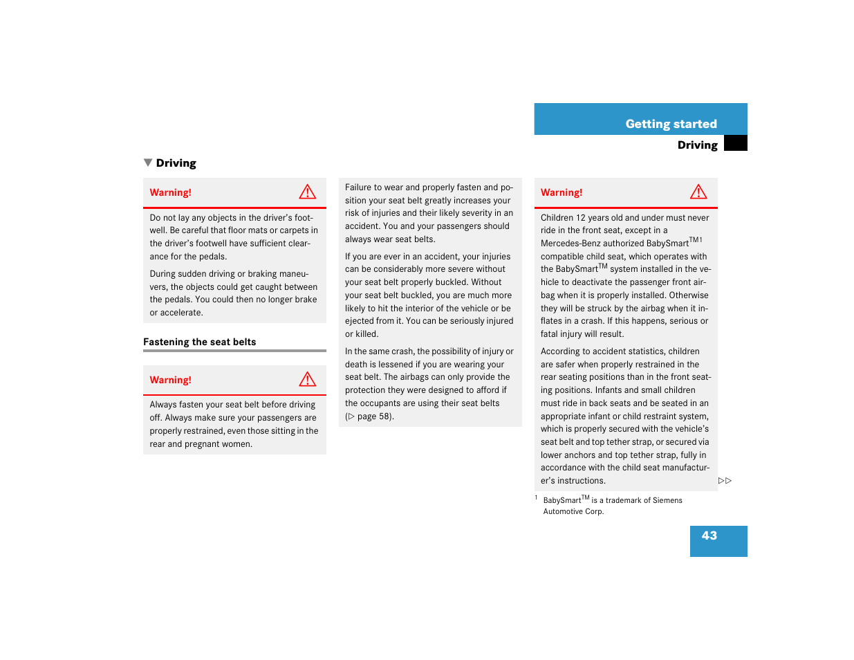 Mercedes-Benz 2005 ML 350 User Manual | Page 45 / 356