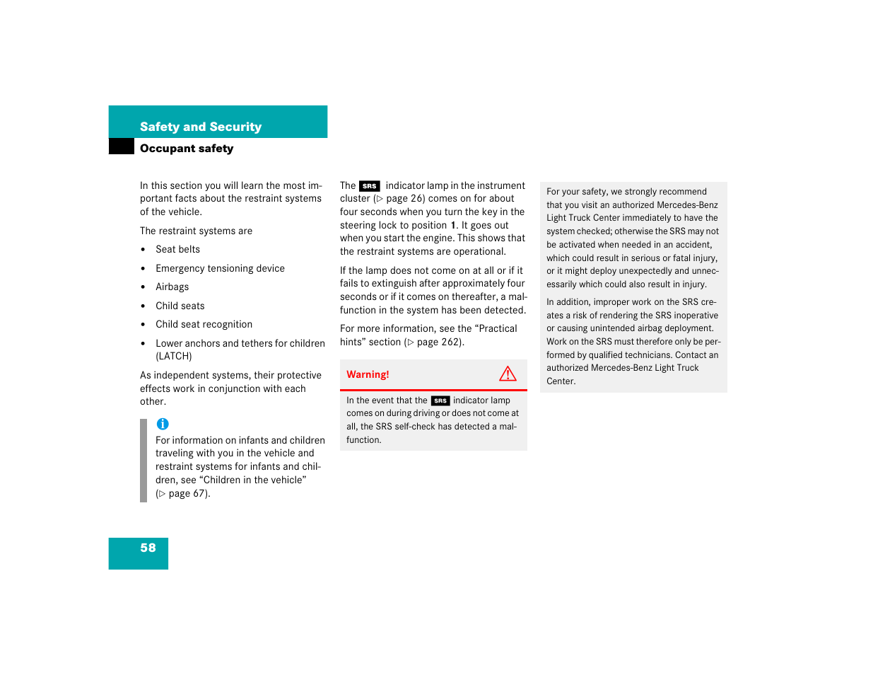 Mercedes-Benz 2005 ML 350 User Manual | Page 60 / 356