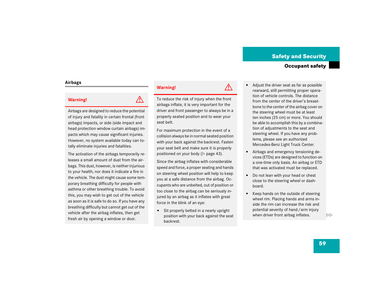 Mercedes-Benz 2005 ML 350 User Manual | Page 61 / 356
