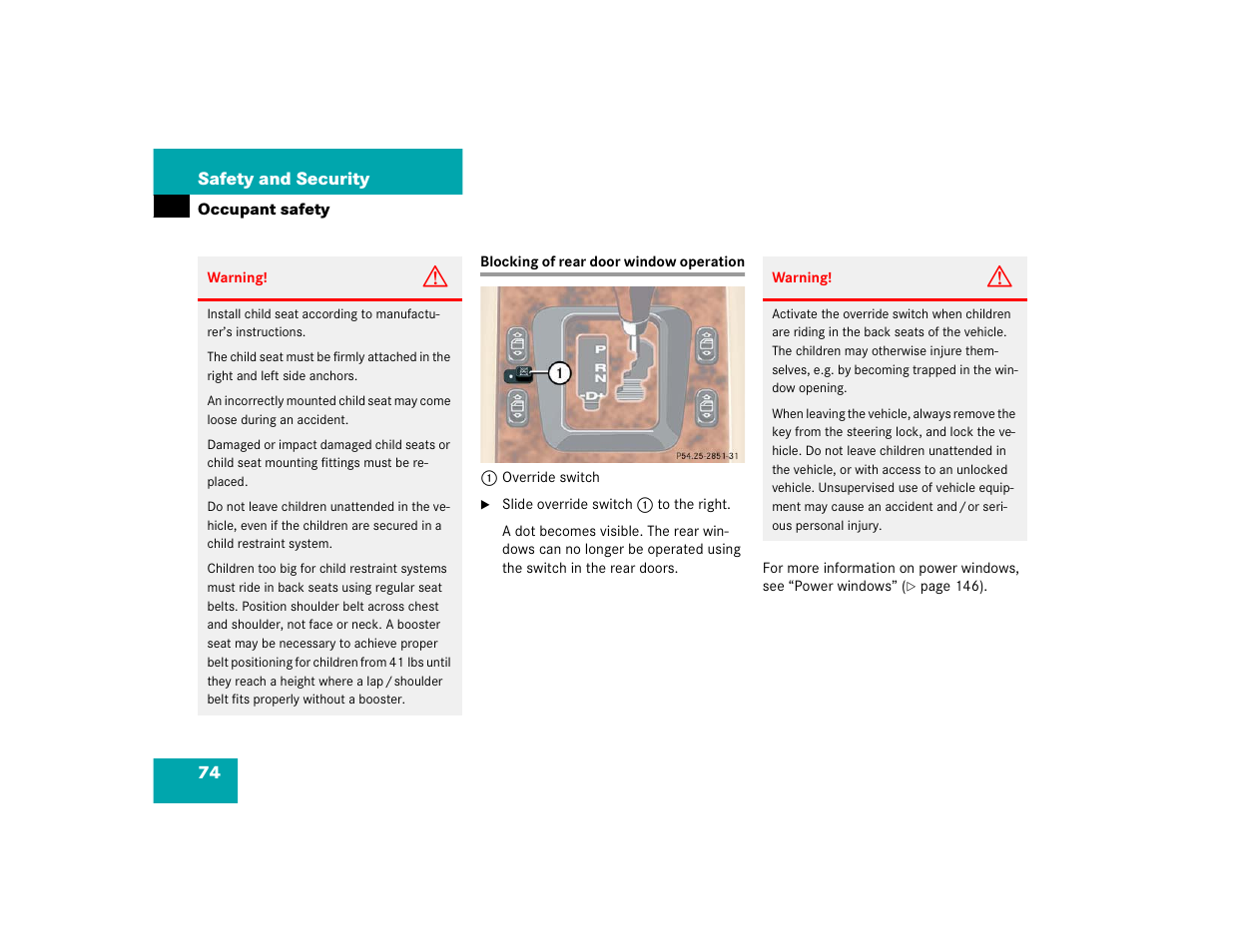 Mercedes-Benz 2005 ML 350 User Manual | Page 76 / 356