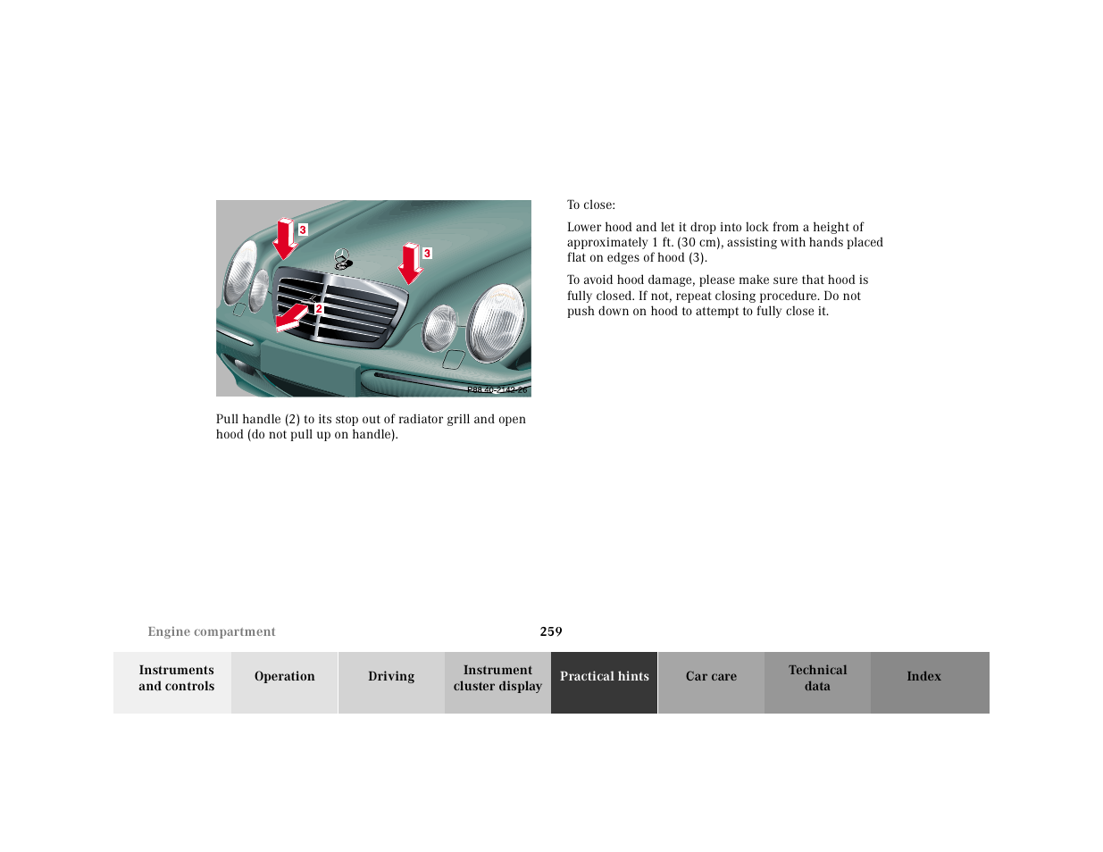 Graphic, P88.40-2042-26, To close | Mercedes-Benz 2001 E-Class User Manual | Page 262 / 341