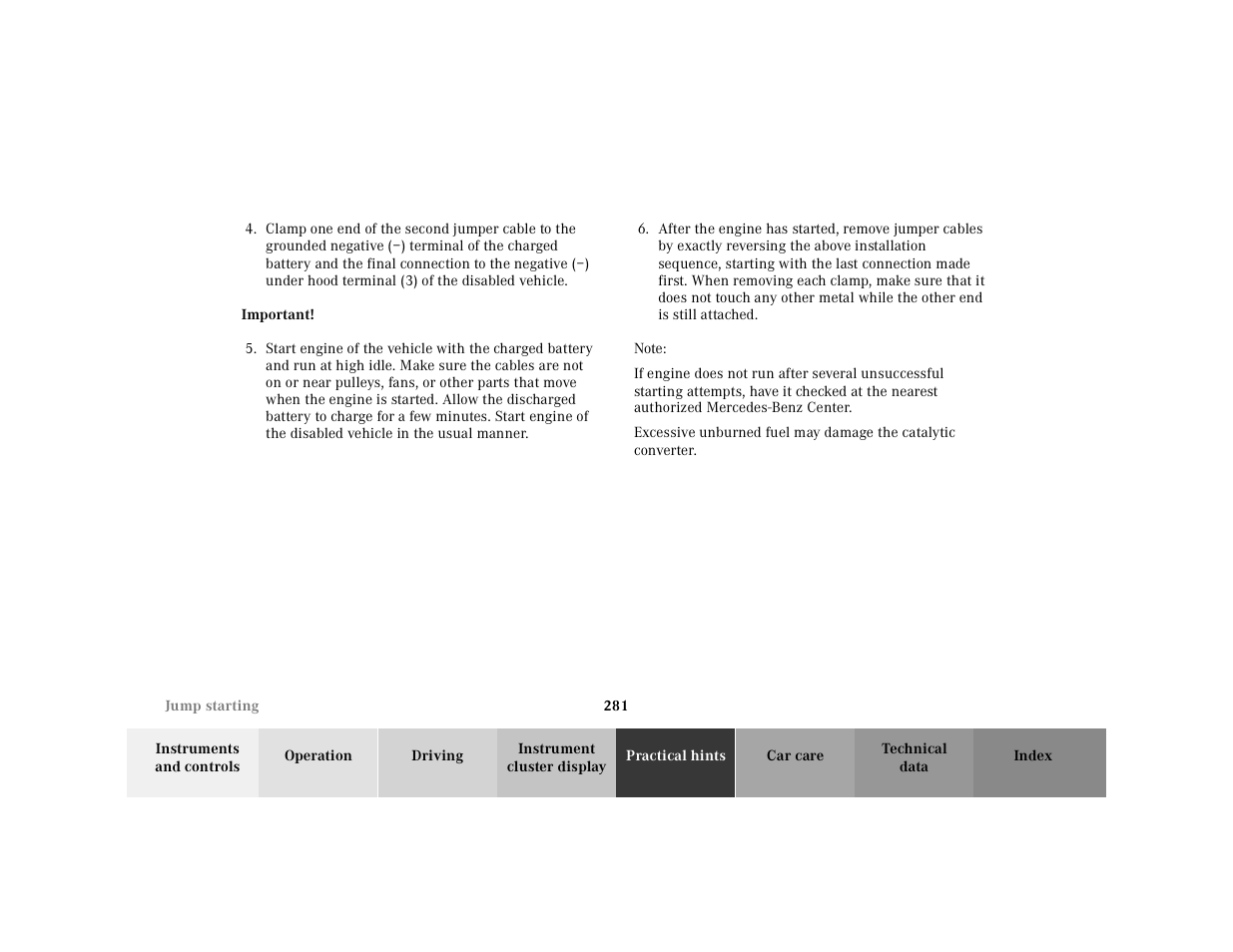 Important, Note | Mercedes-Benz 2001 E-Class User Manual | Page 284 / 341