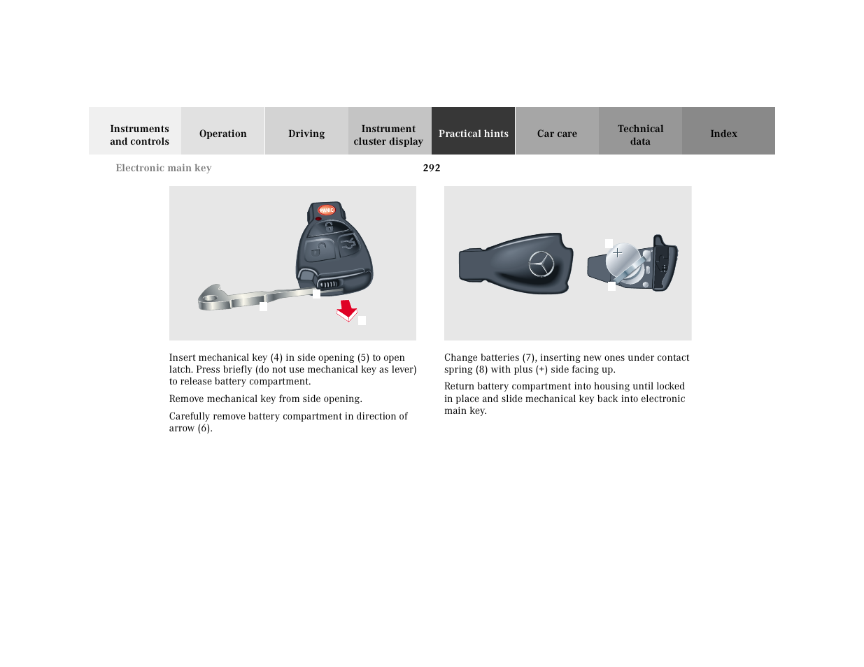 Graphic, P80.35-2025-26, Remove mechanical key from side opening | P80.35-2027-26 | Mercedes-Benz 2001 E-Class User Manual | Page 295 / 341