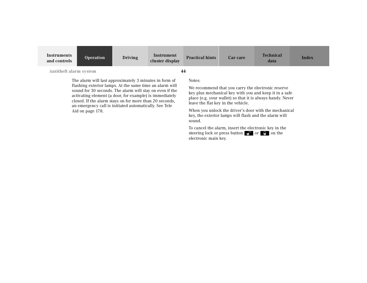 Notes | Mercedes-Benz 2001 E-Class User Manual | Page 47 / 341