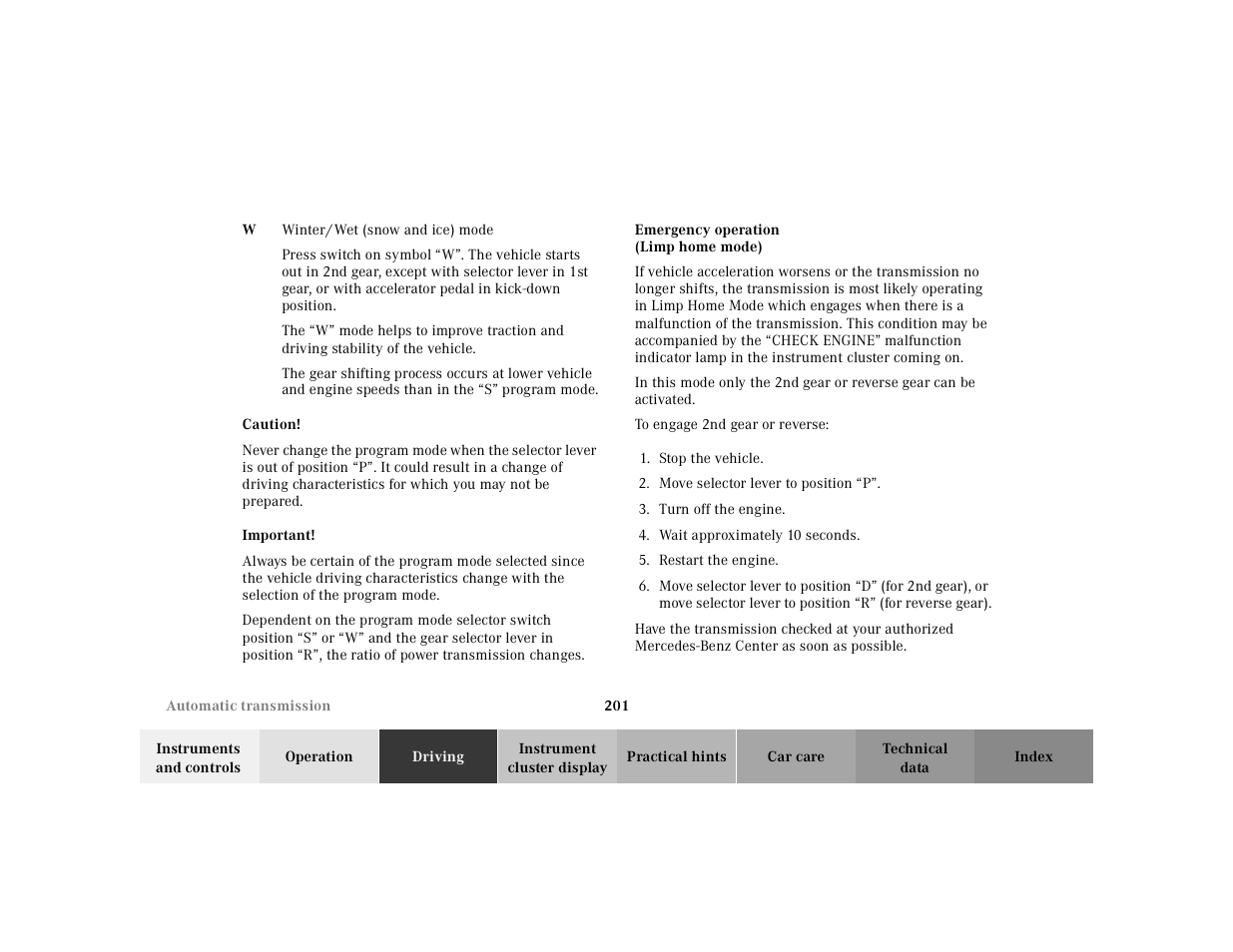 Mercedes-Benz 2000 E 320 User Manual | Page 204 / 341