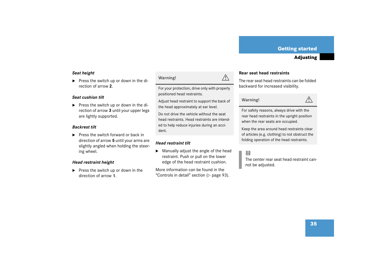Mercedes-Benz 2003 C-Class User Manual | Page 35 / 376