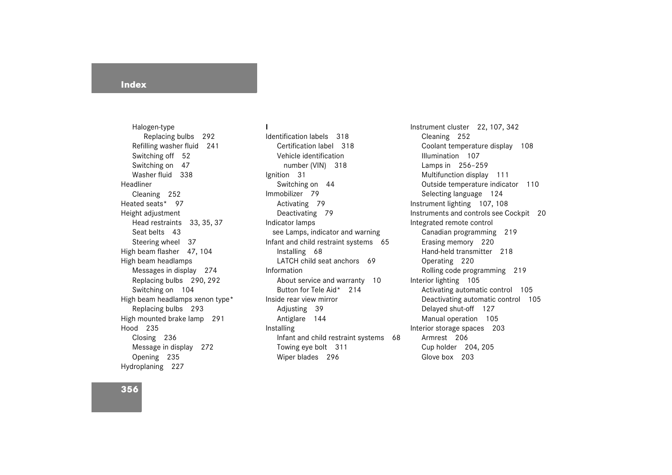 Mercedes-Benz 2003 C-Class User Manual | Page 356 / 376