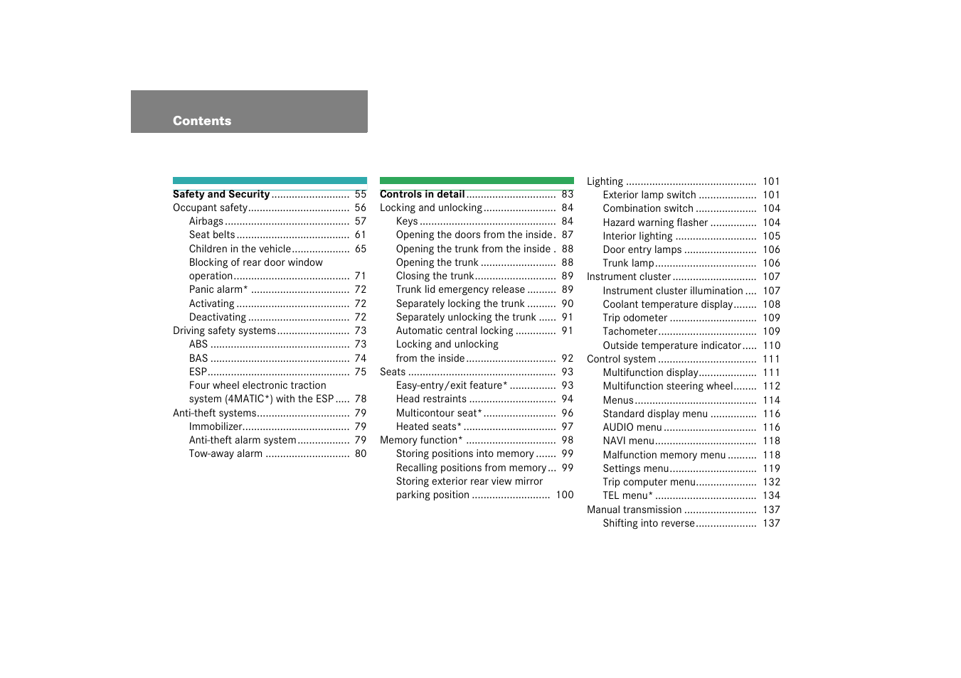 Mercedes-Benz 2003 C-Class User Manual | Page 4 / 376
