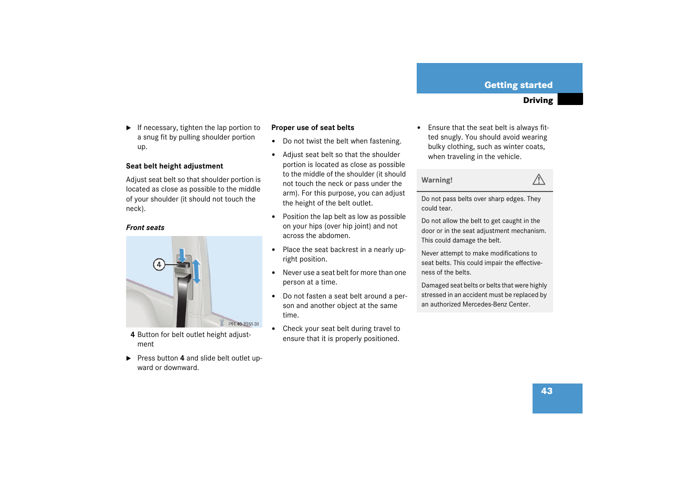 Mercedes-Benz 2003 C-Class User Manual | Page 43 / 376