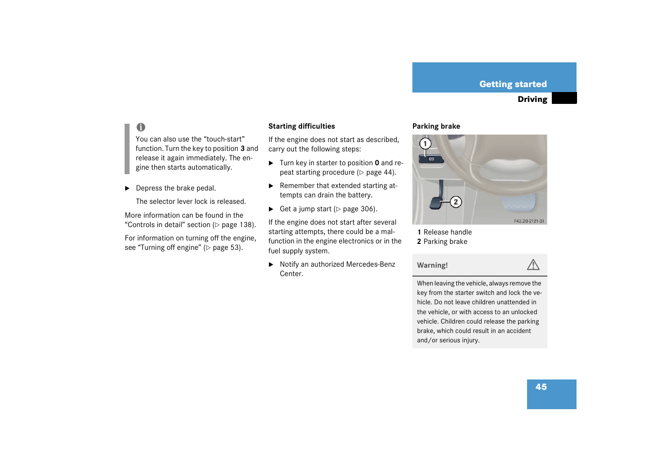 Mercedes-Benz 2003 C-Class User Manual | Page 45 / 376