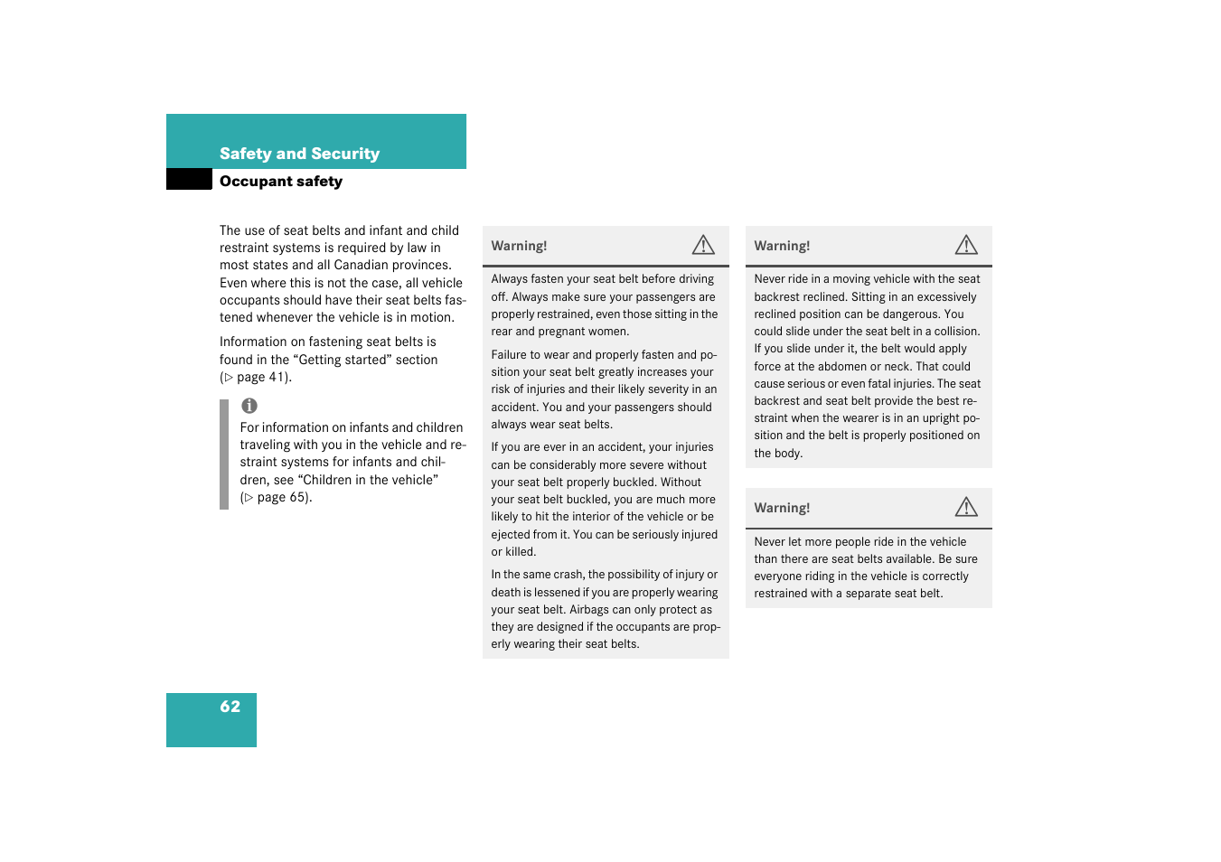 Mercedes-Benz 2003 C-Class User Manual | Page 62 / 376