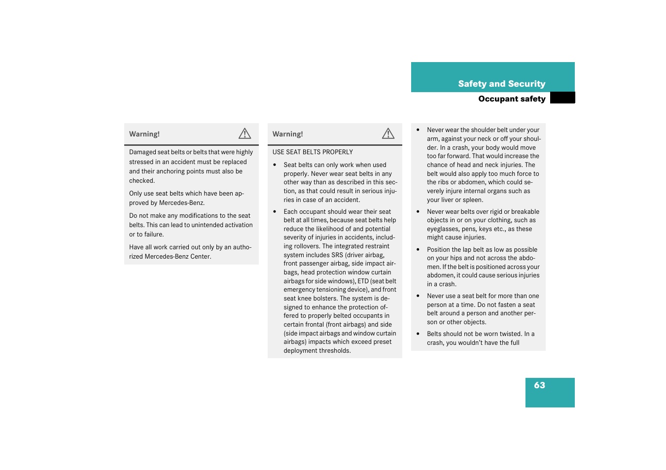 Mercedes-Benz 2003 C-Class User Manual | Page 63 / 376