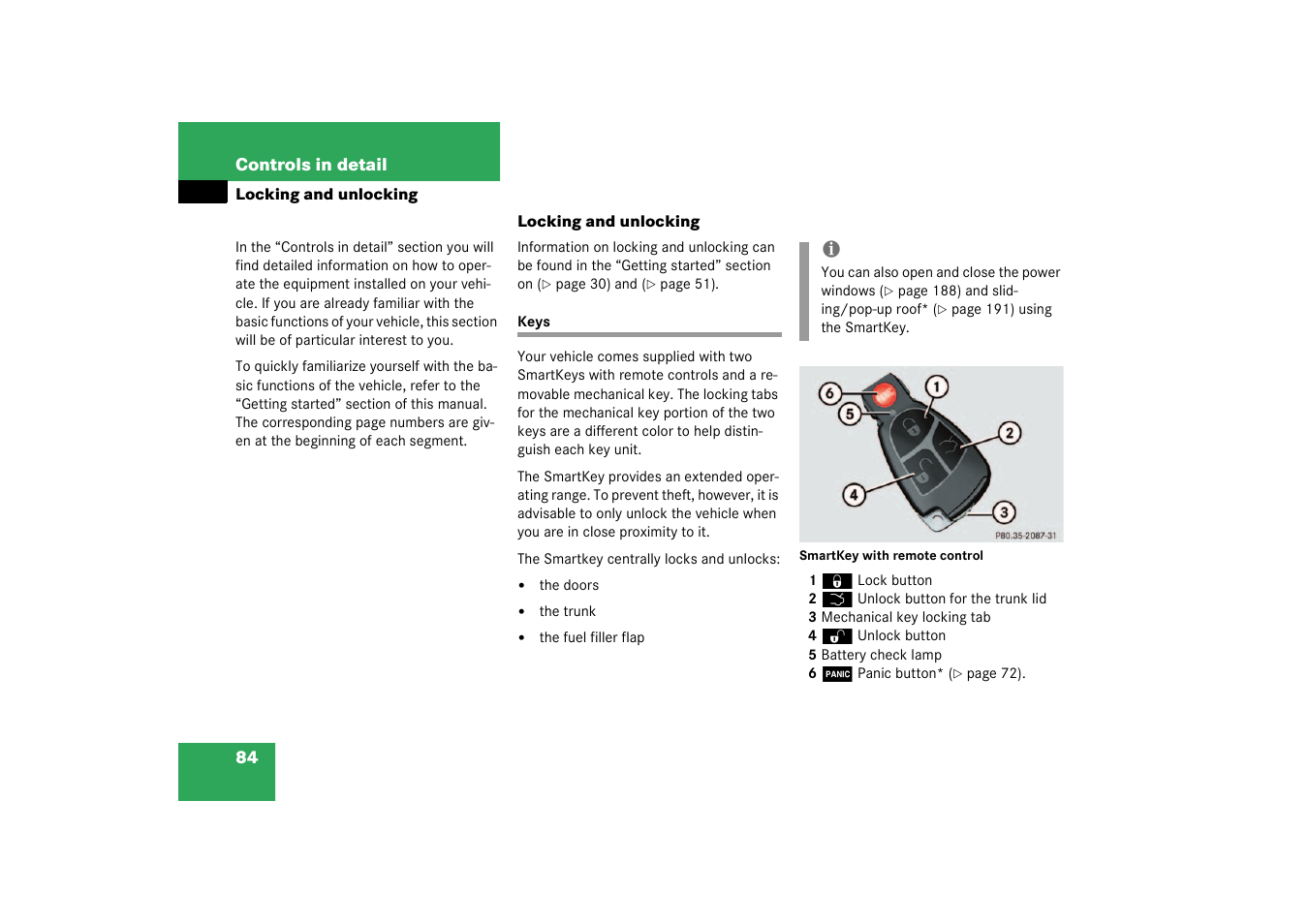 Locking;unlocking;smartkey:locking and unlocking, Keys, Locking and unlocking | Mercedes-Benz 2003 C-Class User Manual | Page 84 / 376