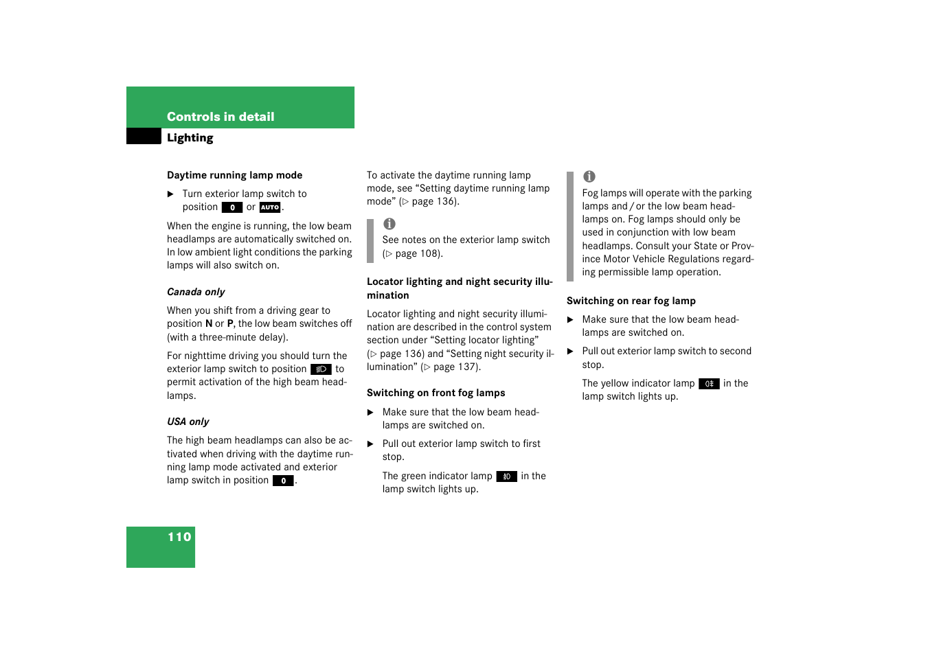Mercedes-Benz 2003 CL 500 User Manual | Page 110 / 384