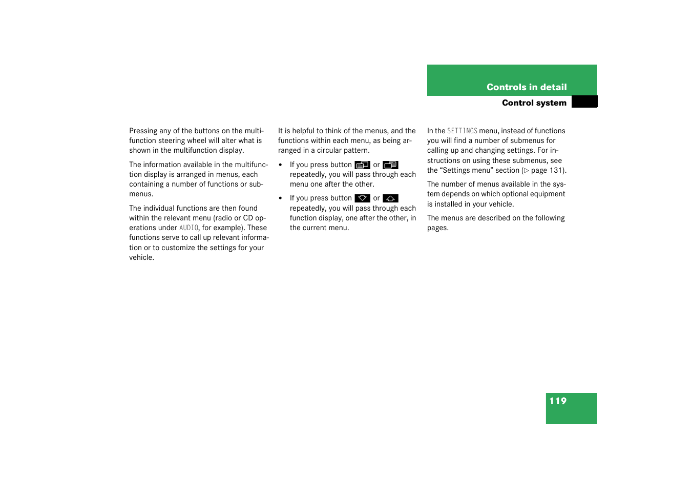 Mercedes-Benz 2003 CL 500 User Manual | Page 119 / 384