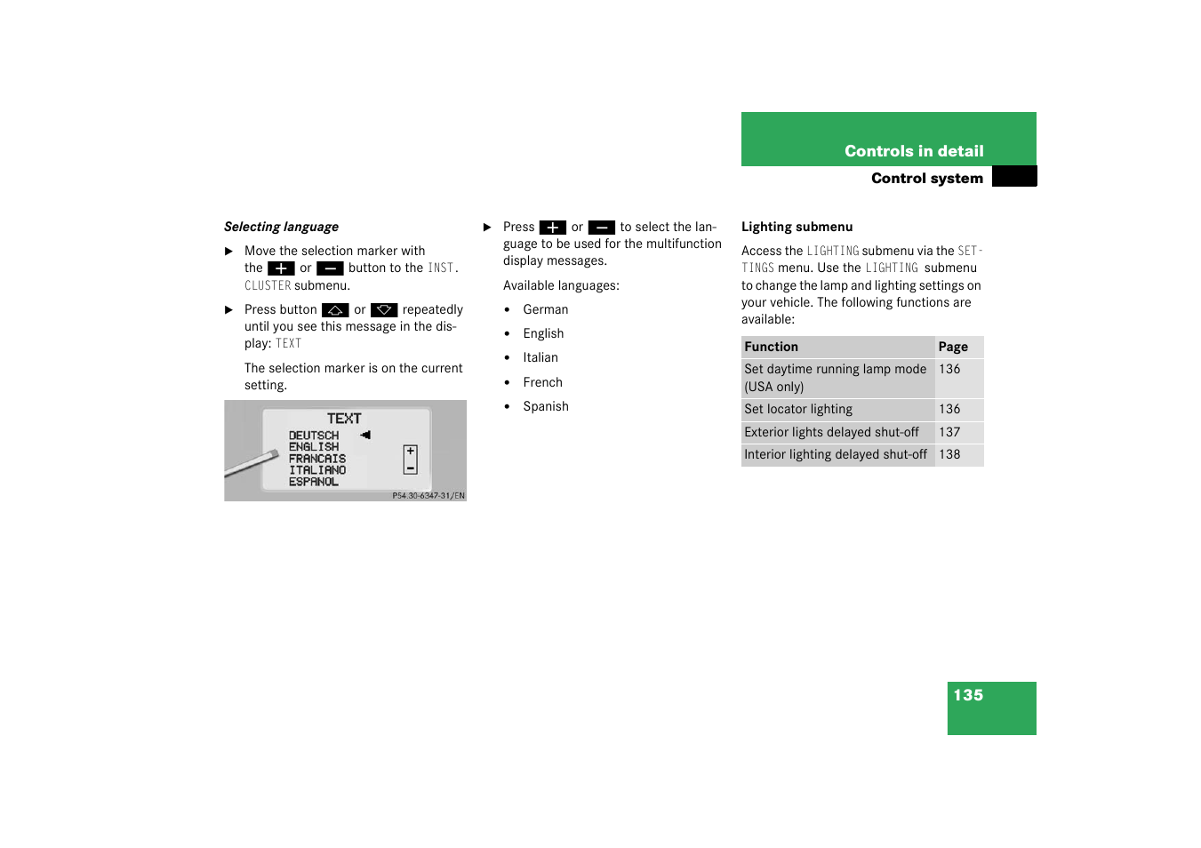 Mercedes-Benz 2003 CL 500 User Manual | Page 135 / 384