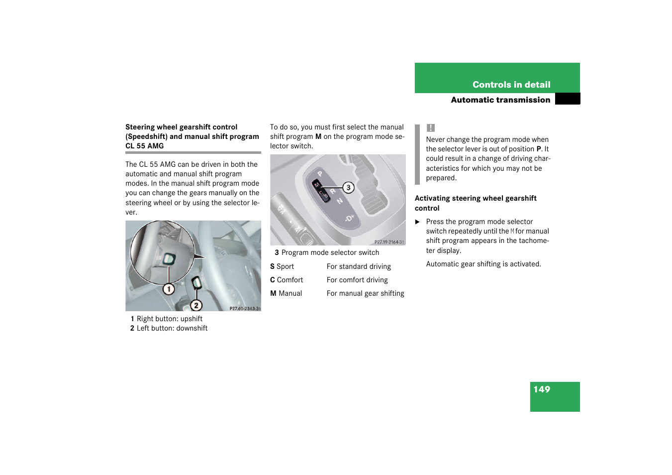 Mercedes-Benz 2003 CL 500 User Manual | Page 149 / 384