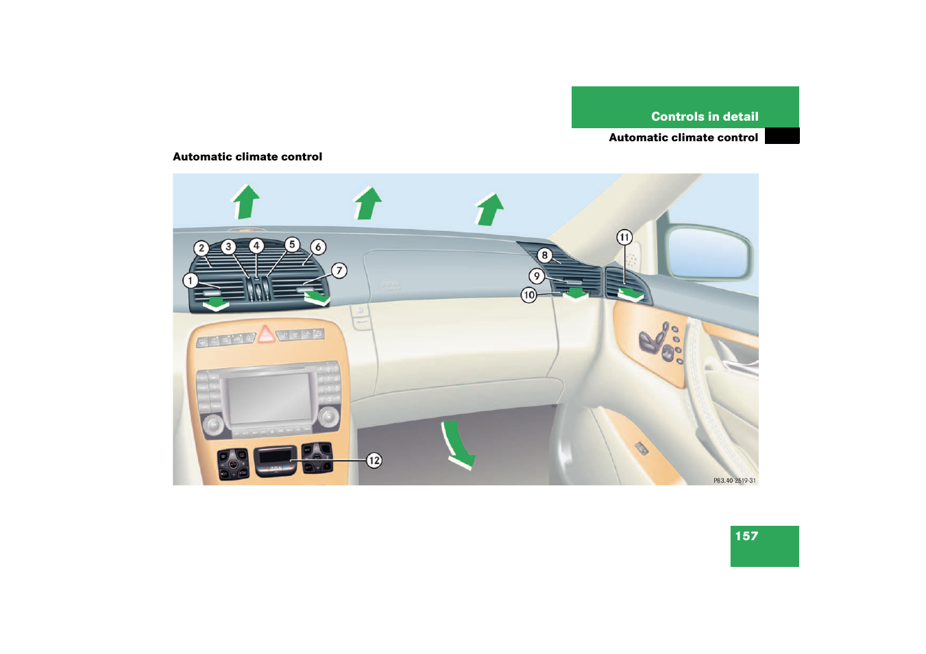 Automatic climate control | Mercedes-Benz 2003 CL 500 User Manual | Page 157 / 384