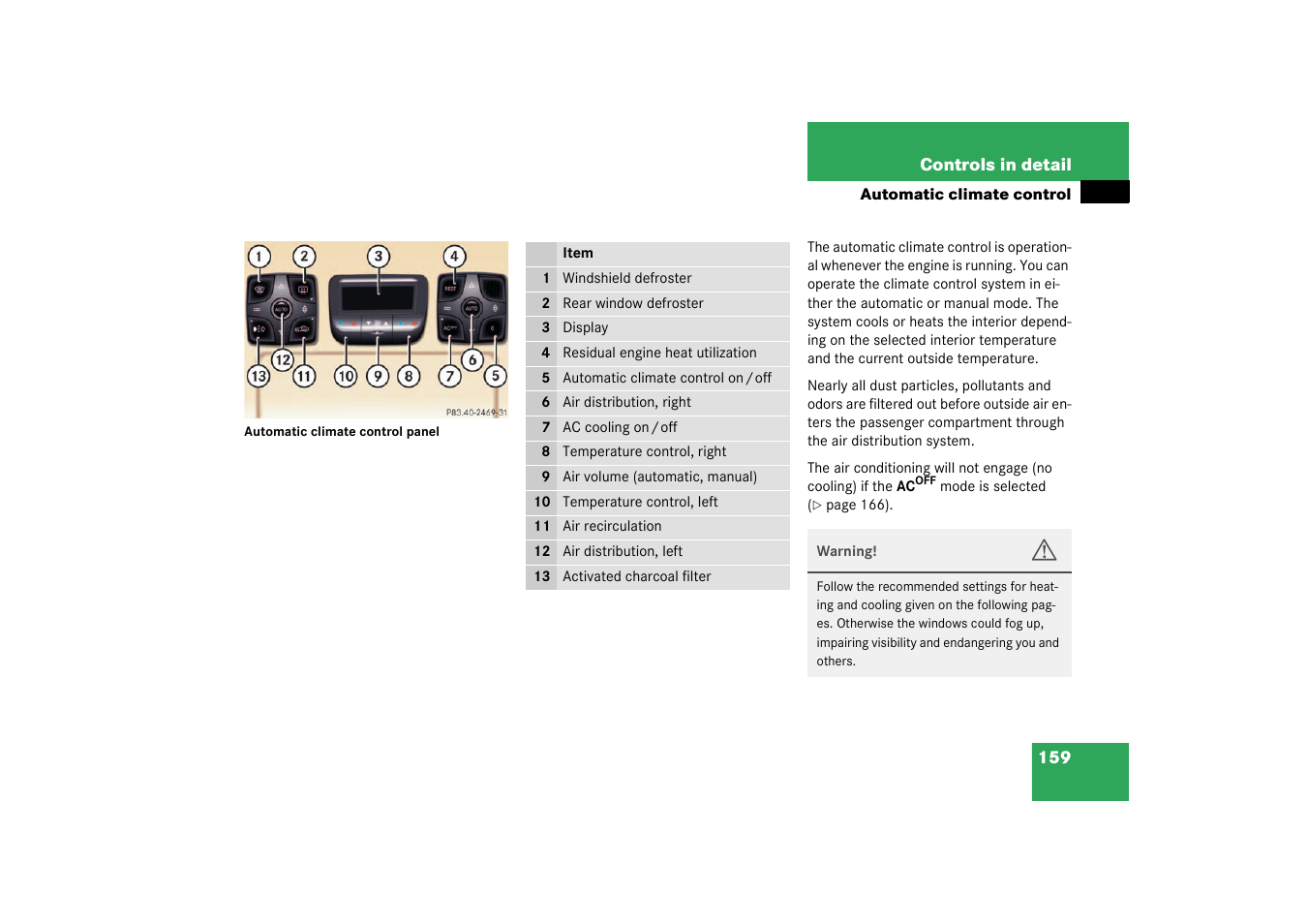 Mercedes-Benz 2003 CL 500 User Manual | Page 159 / 384
