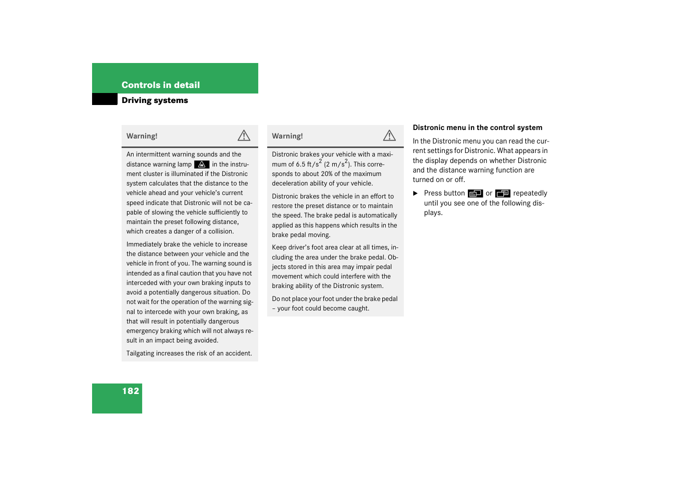 Mercedes-Benz 2003 CL 500 User Manual | Page 182 / 384