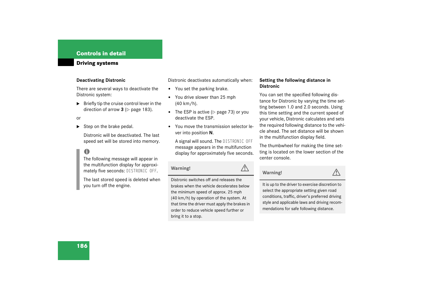 Mercedes-Benz 2003 CL 500 User Manual | Page 186 / 384