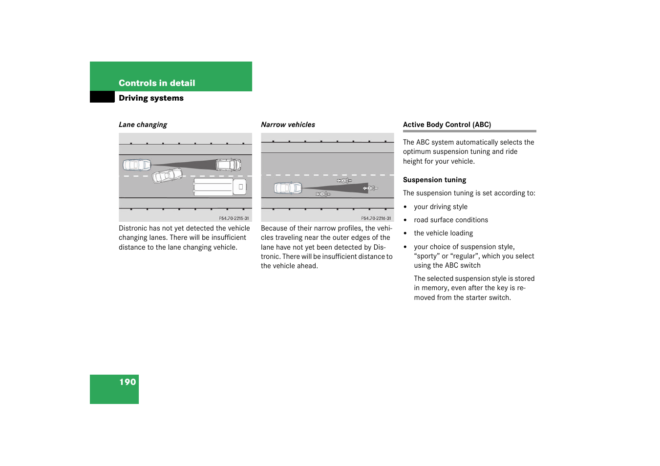 Active body control (abc) | Mercedes-Benz 2003 CL 500 User Manual | Page 190 / 384