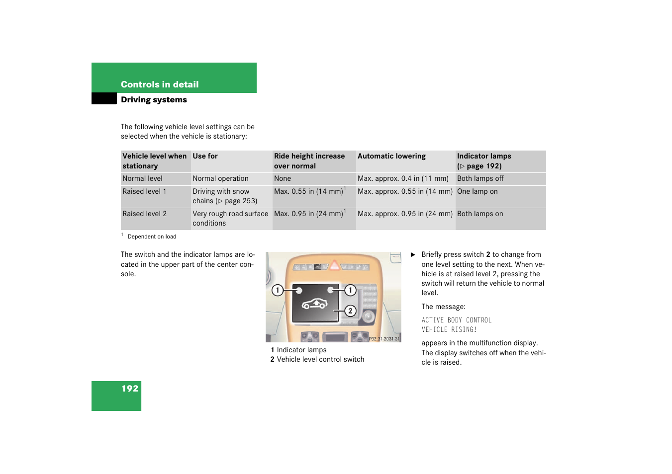 Mercedes-Benz 2003 CL 500 User Manual | Page 192 / 384