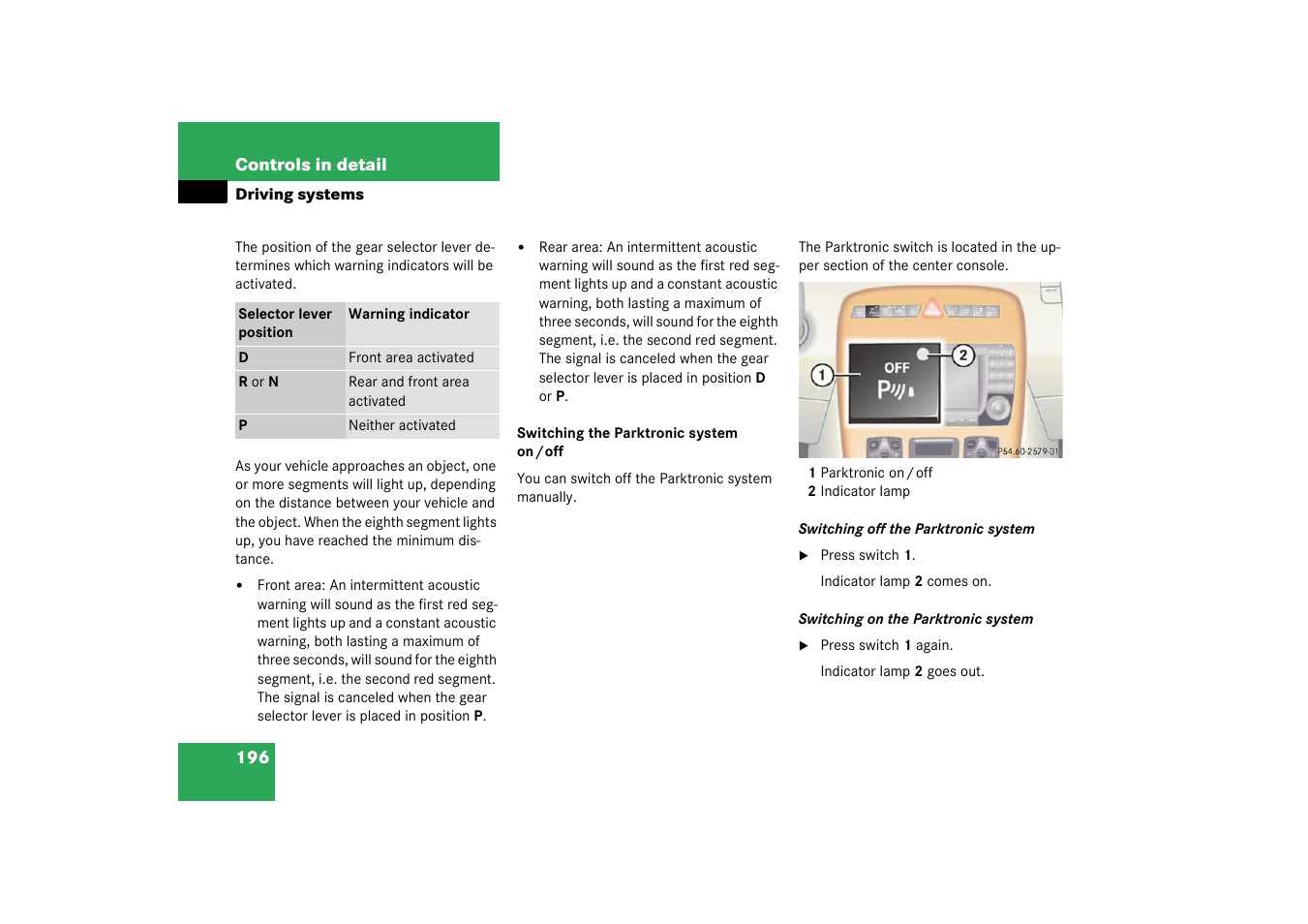 Mercedes-Benz 2003 CL 500 User Manual | Page 196 / 384