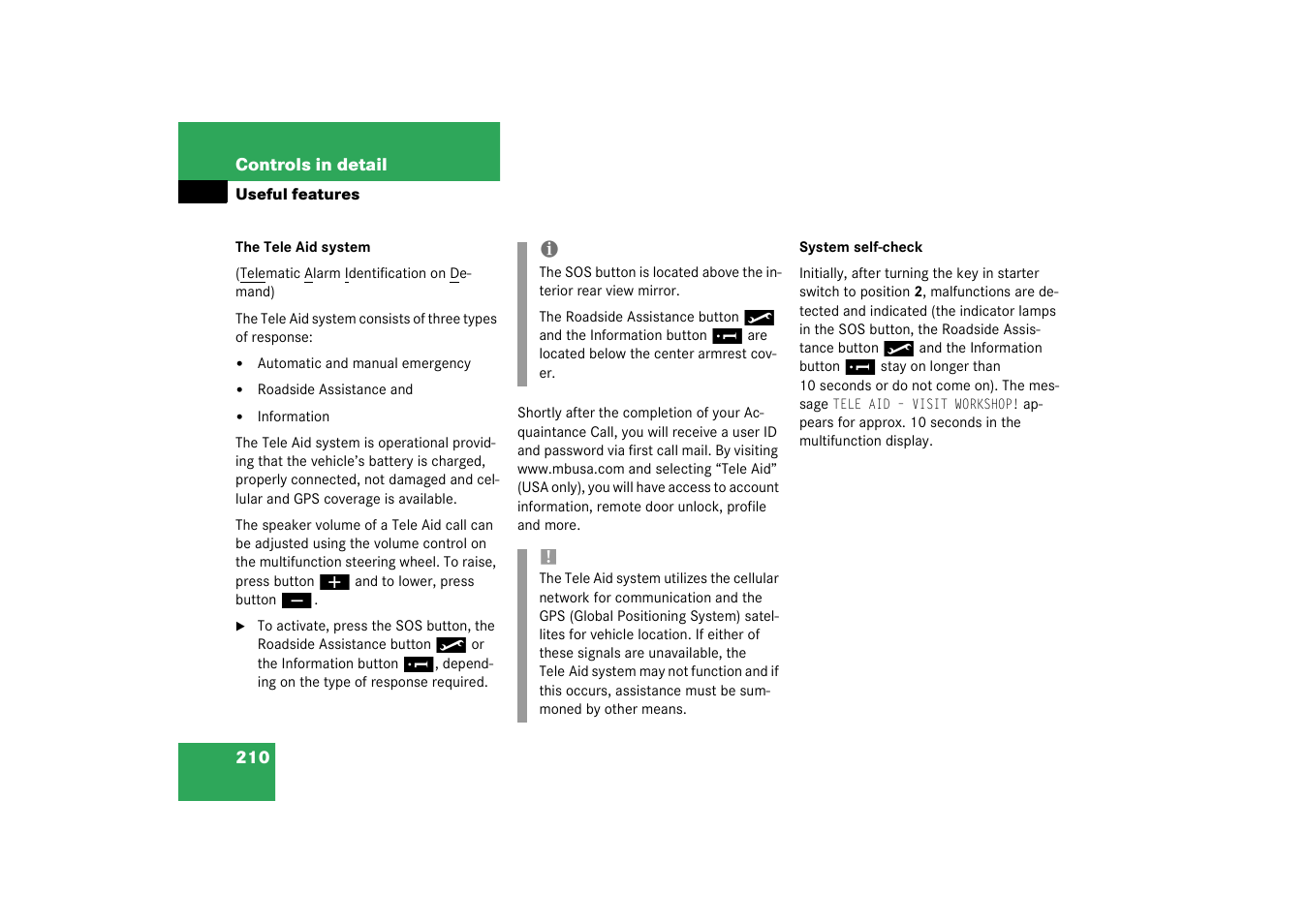 Mercedes-Benz 2003 CL 500 User Manual | Page 210 / 384