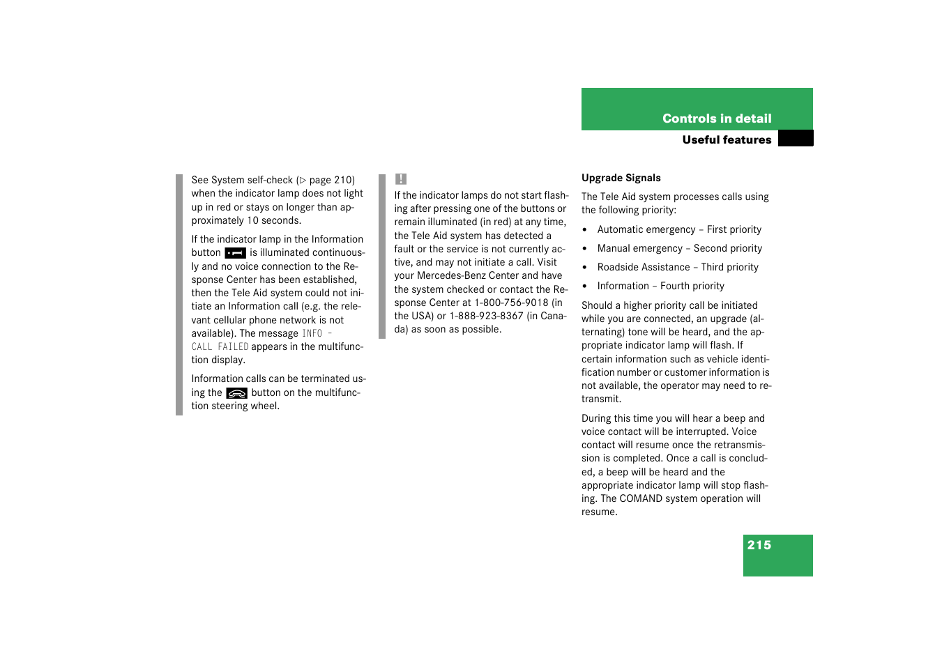 Mercedes-Benz 2003 CL 500 User Manual | Page 215 / 384