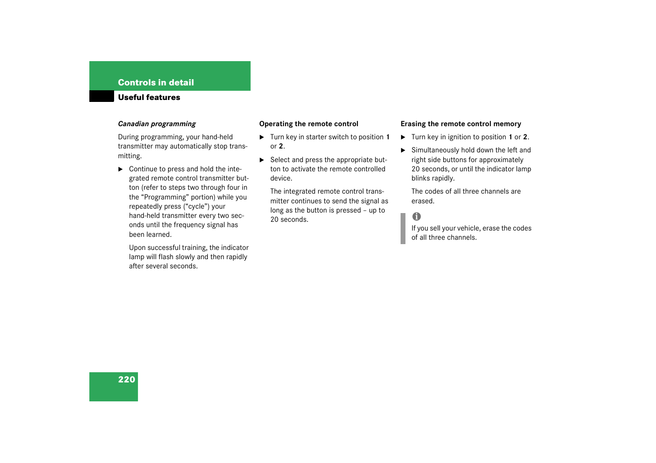 Mercedes-Benz 2003 CL 500 User Manual | Page 220 / 384