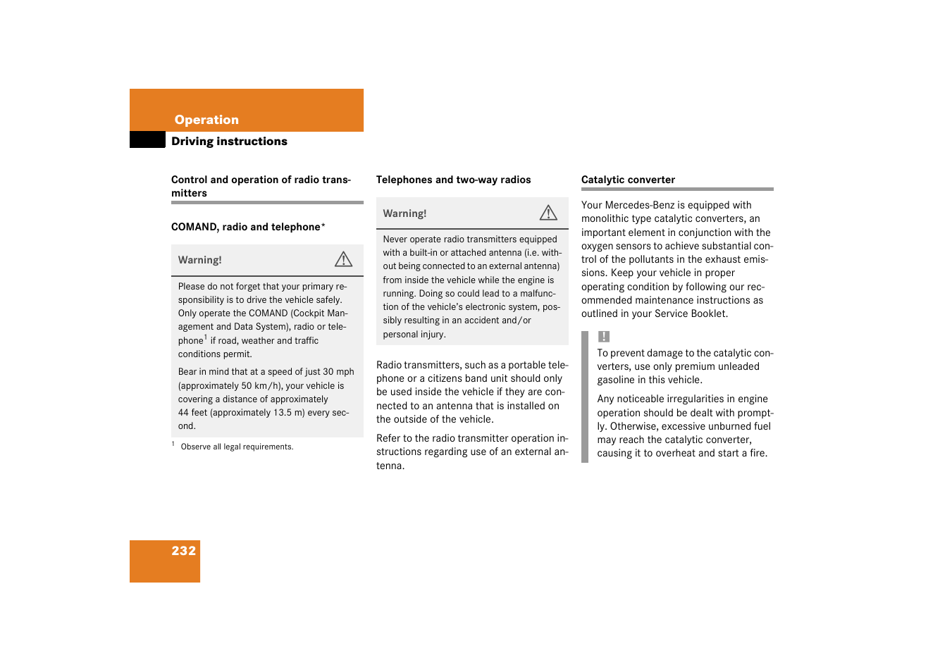 Catalytic converter | Mercedes-Benz 2003 CL 500 User Manual | Page 232 / 384