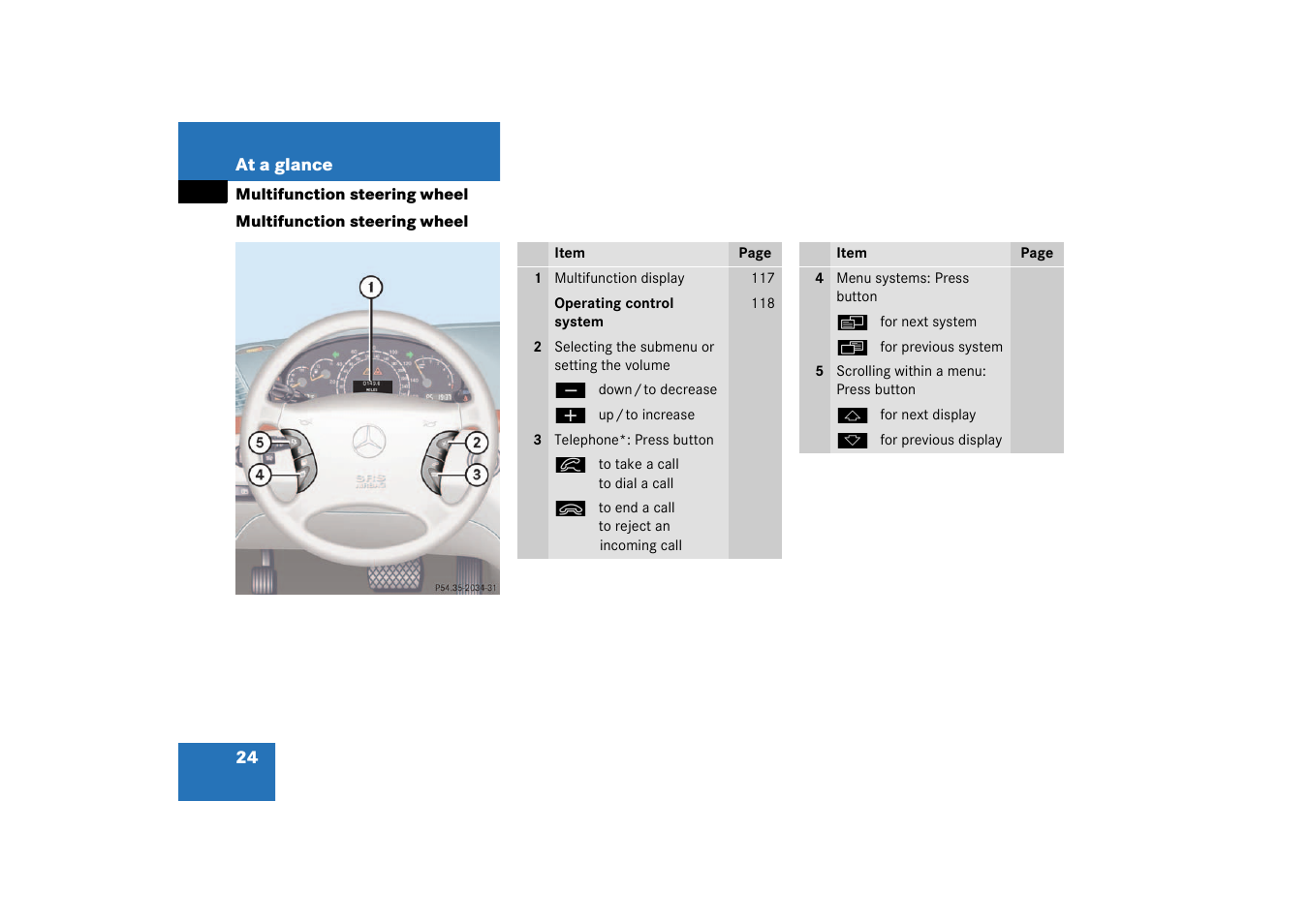 Multifunction steering wheel | Mercedes-Benz 2003 CL 500 User Manual | Page 24 / 384