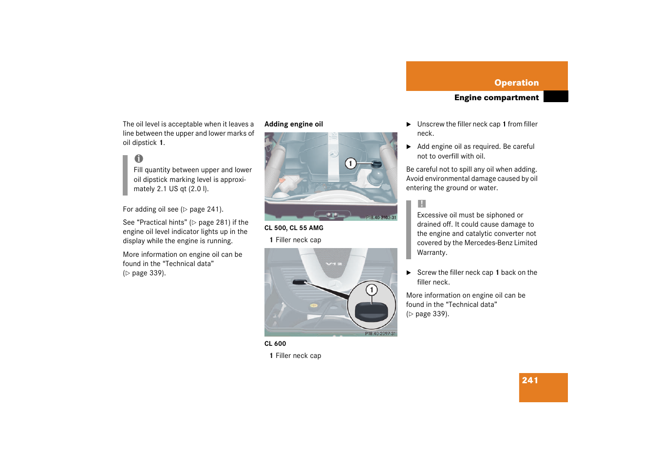 Mercedes-Benz 2003 CL 500 User Manual | Page 241 / 384
