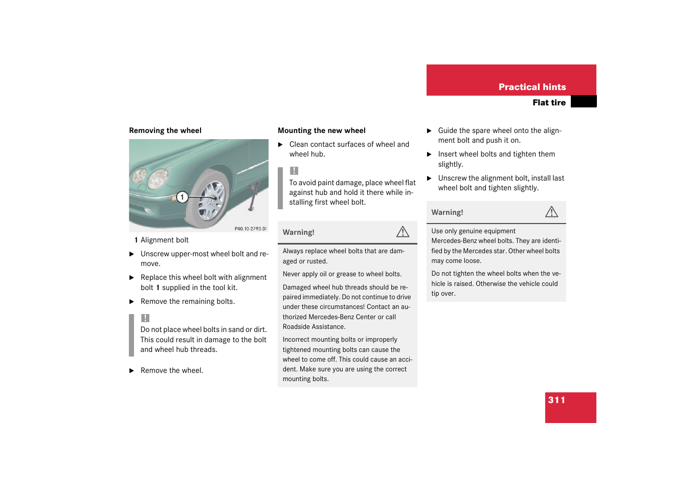 Mercedes-Benz 2003 CL 500 User Manual | Page 311 / 384