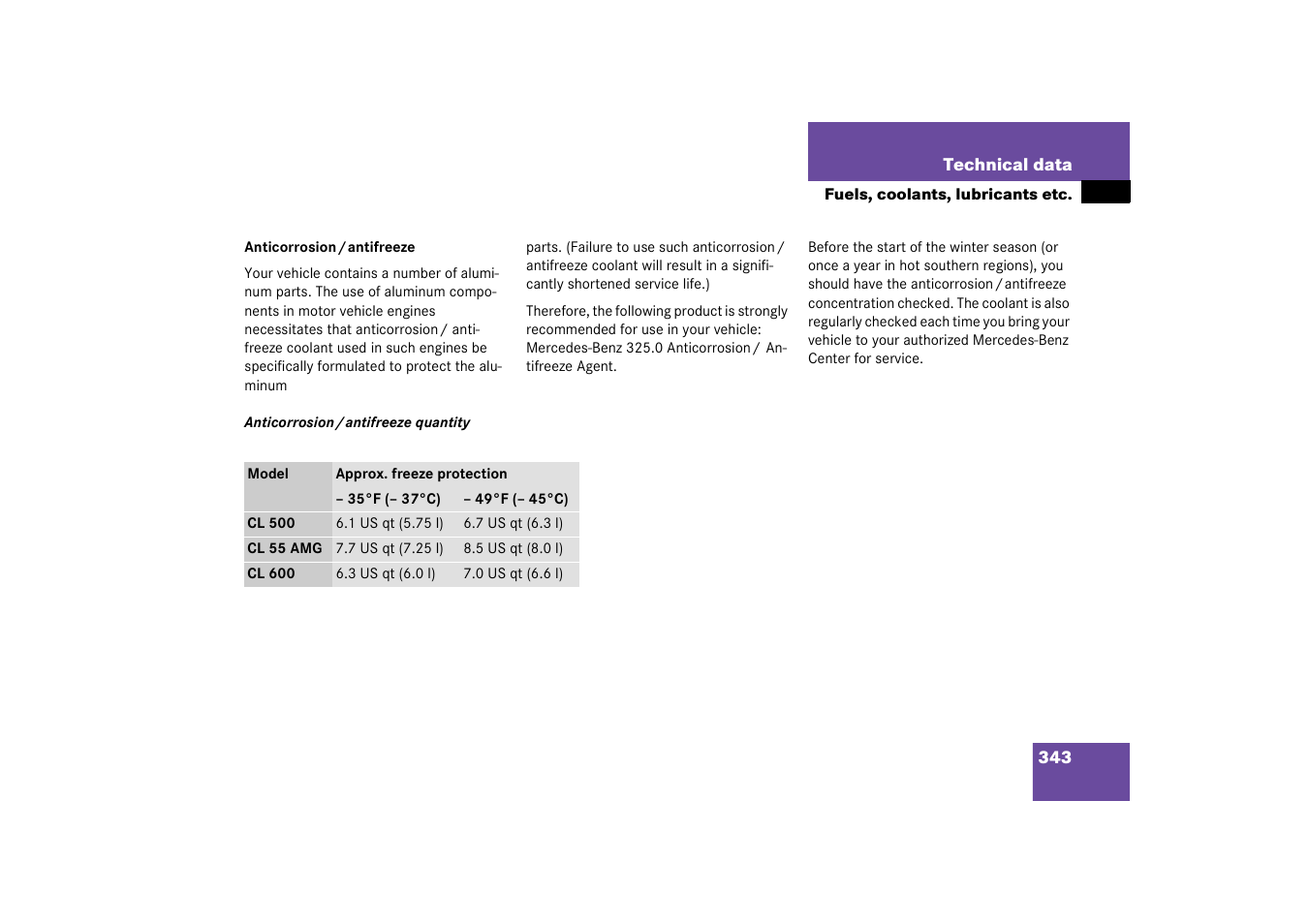 Mercedes-Benz 2003 CL 500 User Manual | Page 343 / 384
