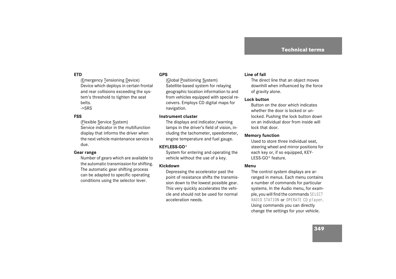Mercedes-Benz 2003 CL 500 User Manual | Page 349 / 384