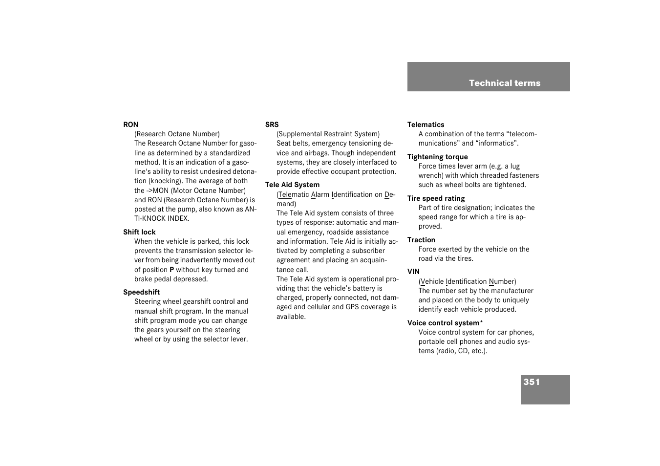 Mercedes-Benz 2003 CL 500 User Manual | Page 351 / 384