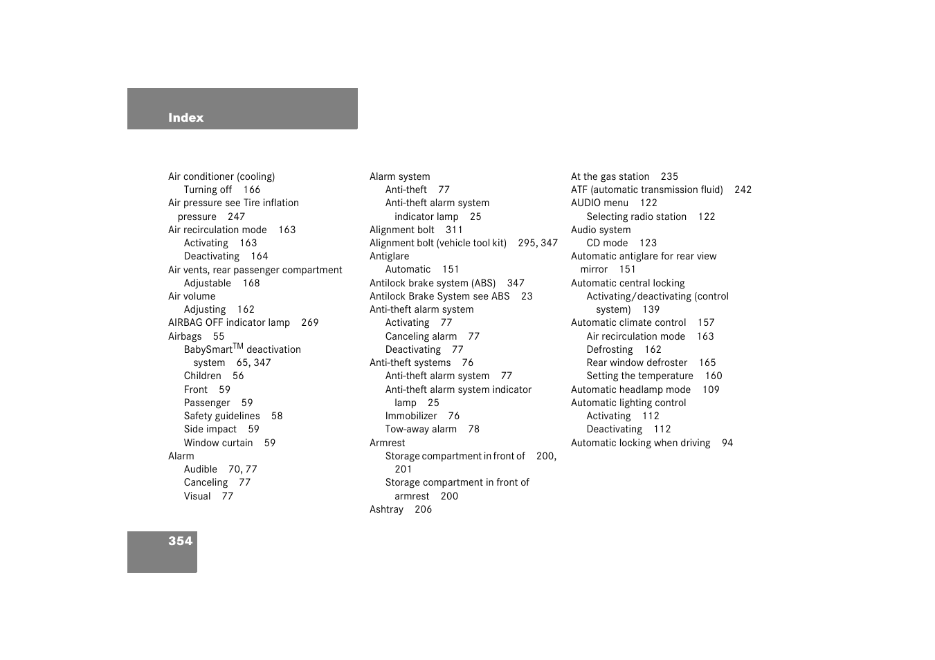 Mercedes-Benz 2003 CL 500 User Manual | Page 354 / 384