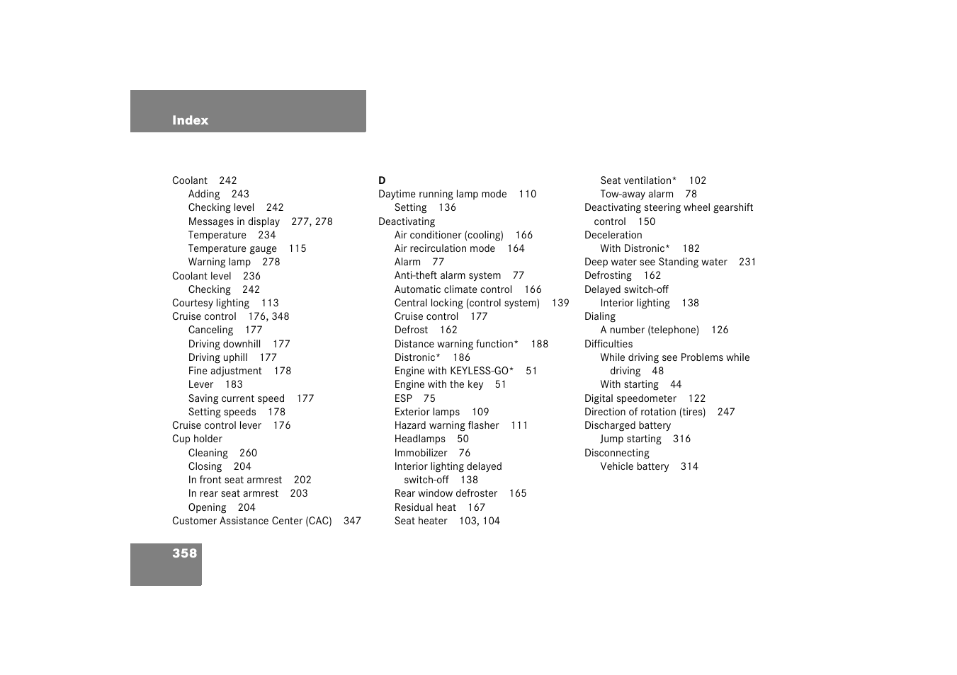 Mercedes-Benz 2003 CL 500 User Manual | Page 358 / 384