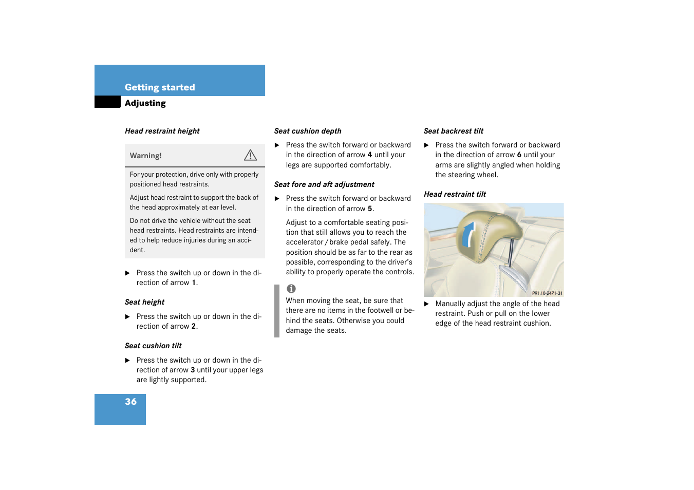 Mercedes-Benz 2003 CL 500 User Manual | Page 36 / 384