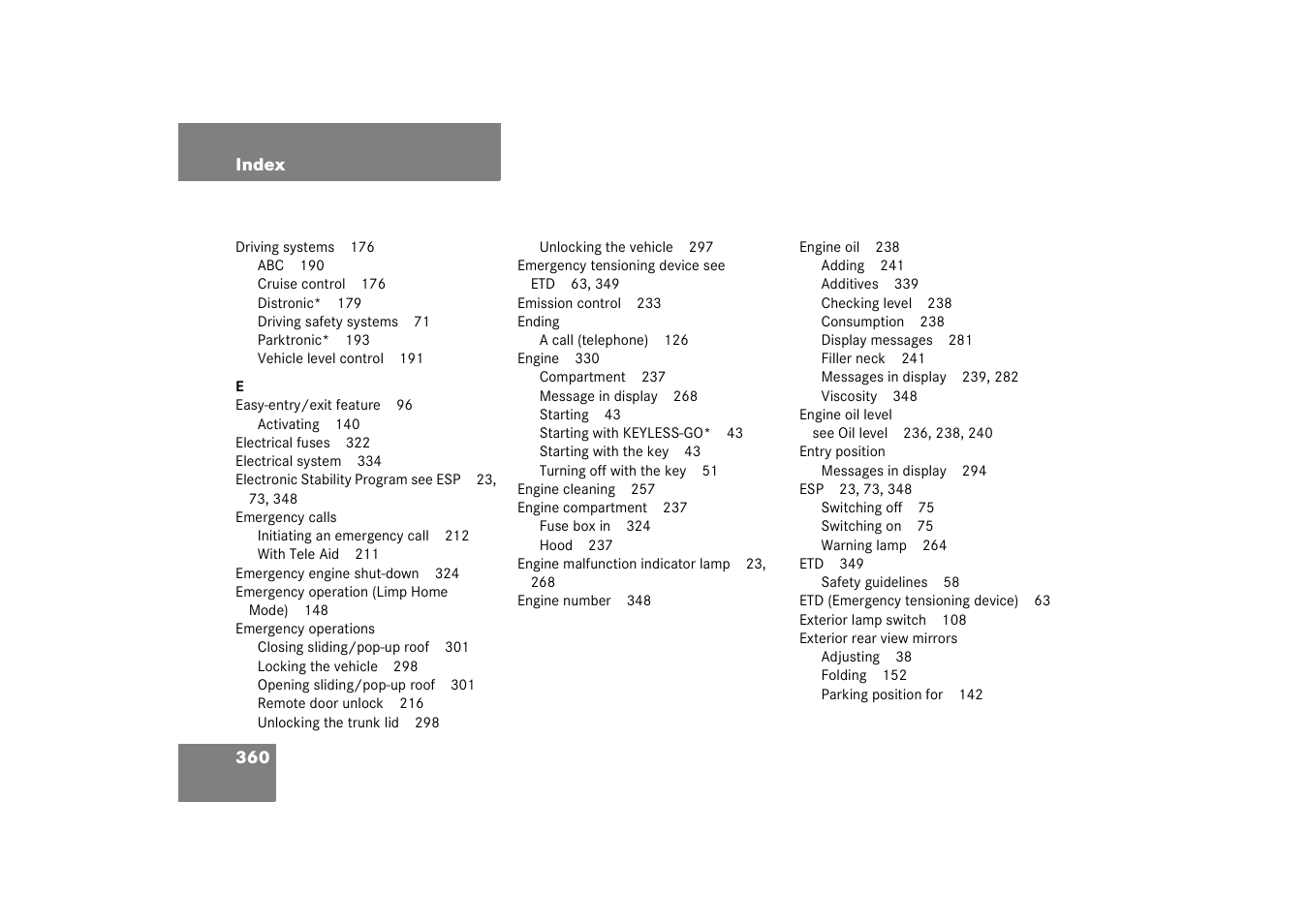 Mercedes-Benz 2003 CL 500 User Manual | Page 360 / 384
